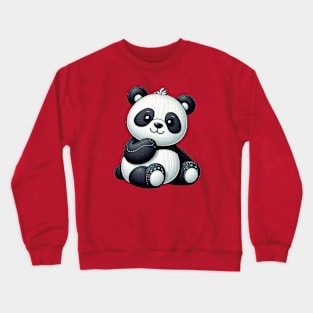 A cute panda in the style of a stitched toy Crewneck Sweatshirt